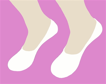 Womens MEDIUM White Italian cotton no show sock liner with Anti-slide
