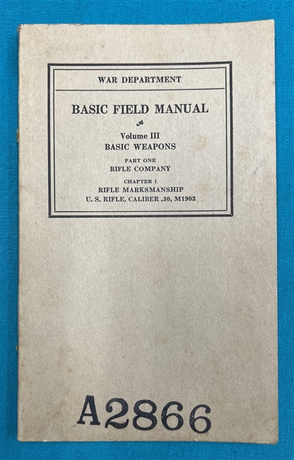 FM 01 US Rifle Cal. .30  M1903   Field Manual  1938