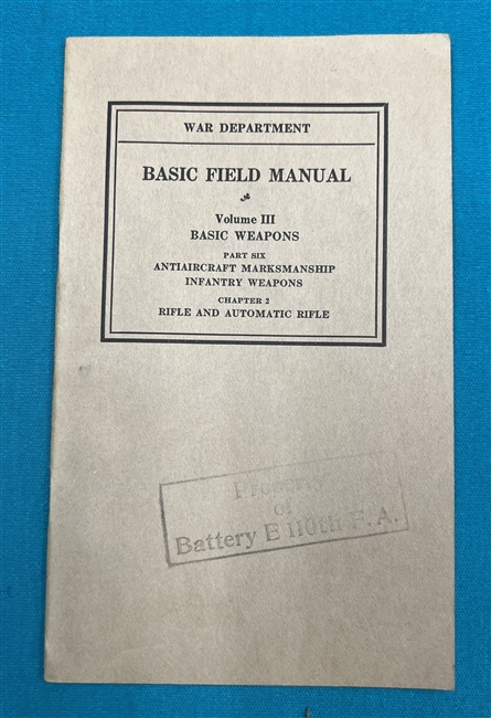 FM 03 Antiaircraft Marksmanship Automatic Rifle    Field Manual  1937
