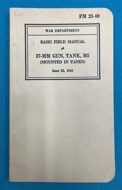 FM23-80  37-MM Gun Tank M5 Mounted in Tanks Field Manual 1941