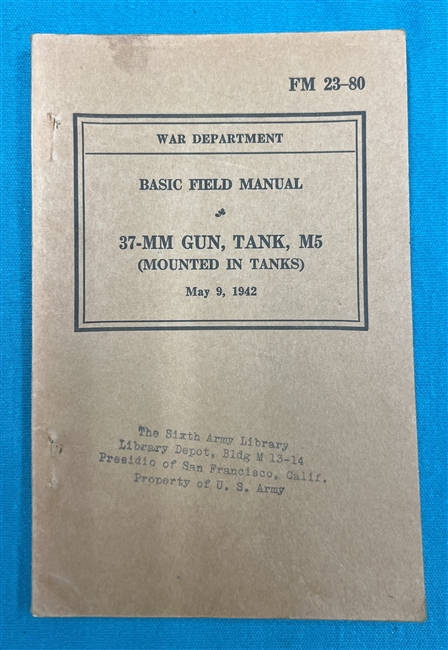 FM23-80  37-MM Gun Tank M5 Mounted in Tanks Field Manual 1942