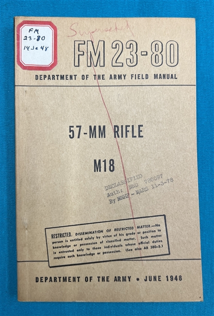 FM23-80  57-MM Rifle M18 Field Manual 1948