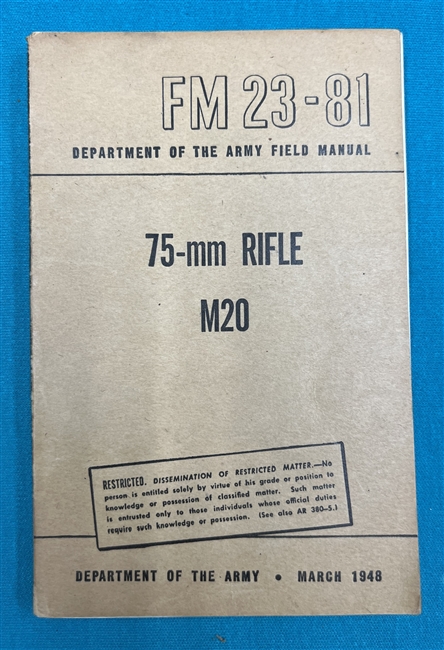 FM23-81  75-MM Rifle M20 Field Manual 1948