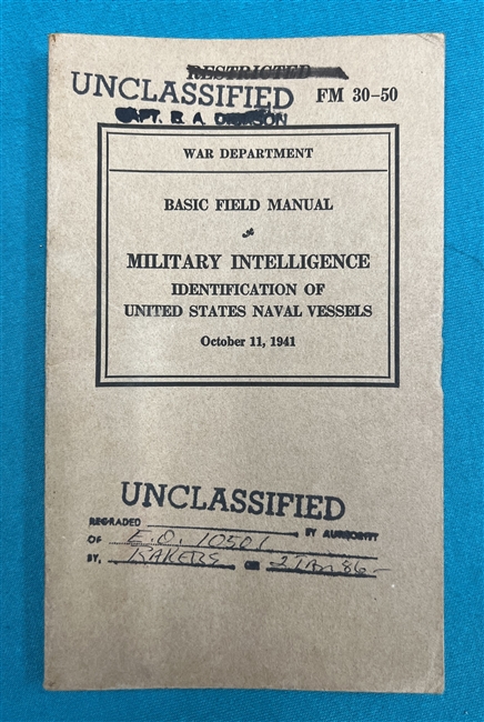 FM30-50 Military Intelligence  Identification of  US Naval Vessels Field Manual 1941