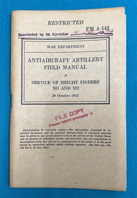 FM4-142  Antiaircraft Height Finders M1 and M2 1943