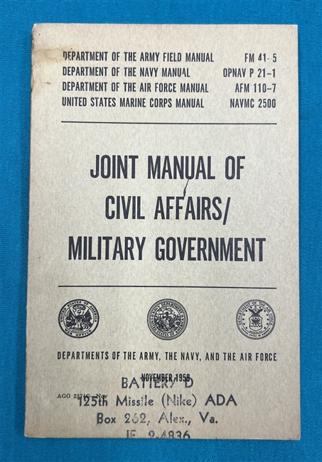 FM41-5 Joint Manual of Civil Affairs Field Manual 1958