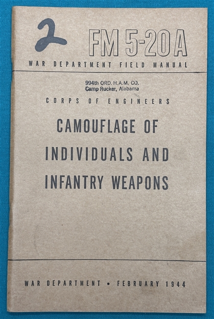 FM5-20A  Camouflage of Individuals &  Weapons  Field Manual 1944