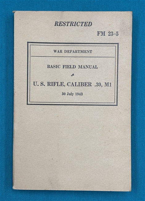 Book Manual Field FM23-5  M1 Garand 1943