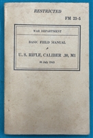 Book Manual Field FM23-5  M1 Garand 1943