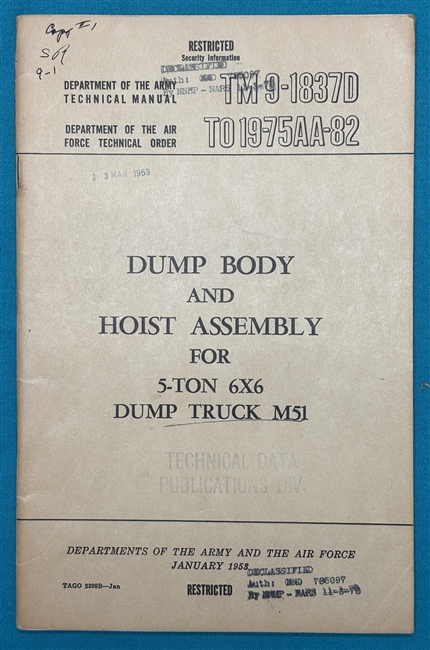 TM 9-1837D  5 Ton Dump Truck M51 Technical Manual 1953