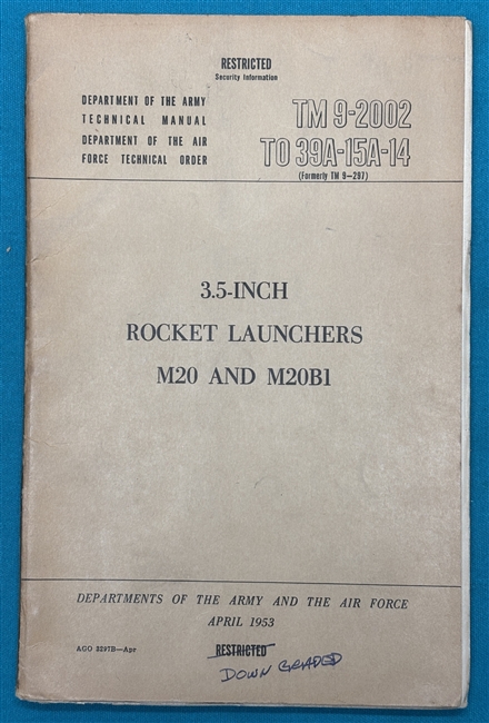 TM 9-2002  3.5" Rocket Launcher Bazooka M20 Technical Manual 1953