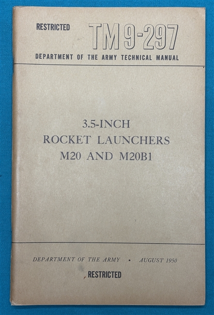 TM 9-297  3.5" Rocket Launcher Bazooka M20 Technical Manual 1950