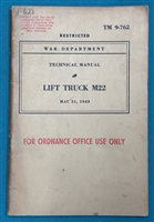 TM 9-762 Lift Truck M22 Technical Manual 1943