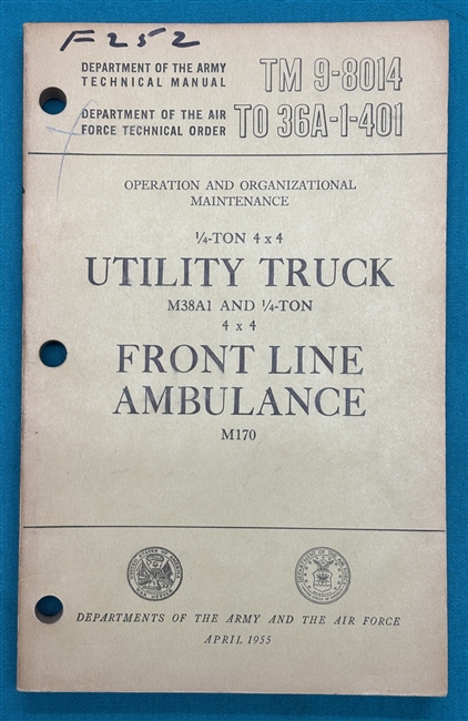 TM9-8014  1/4 Ton Truck M38A1 Technical Manual 1955