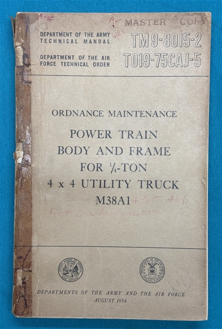 TM 9-8015-2    1/4-Ton Truck M38A1 Power Train Body & Frame Technical Manual 1954