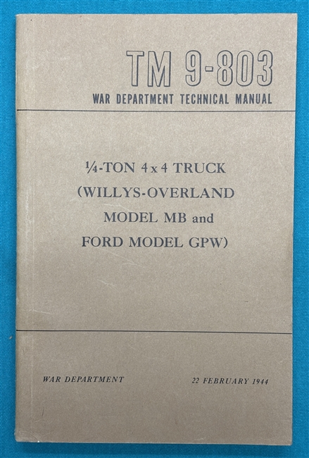 TM 9-803 1/4 Ton Truck MB & GPW Technical Manual 1944