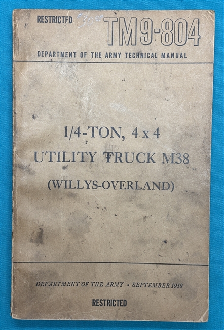 TM9-804 1/4-Ton Truck M38 Technical Manual 1950