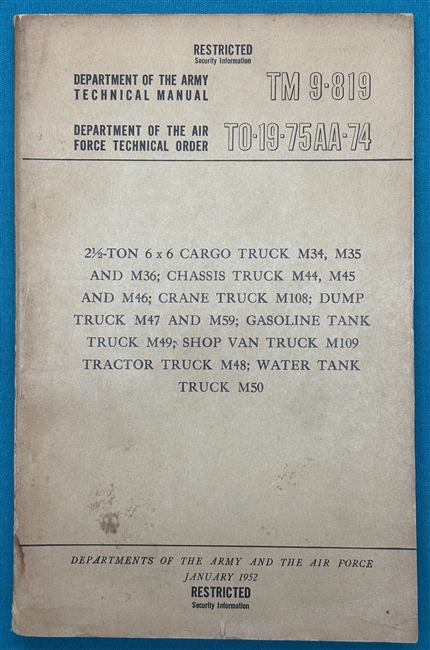 TM 9-819-1952  2-1/2 Ton Truck M35 Technical Manual