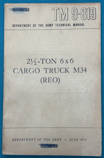 TM 9-819  2-1/2 Ton Truck M34 Technical Manual  1950