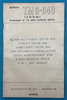 TM 9-840   3/4 Ton Truck M37  Technical Manual 1950