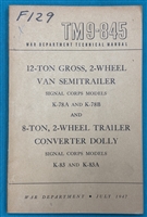 TM 9-845 12-Ton 2-Wheel Van Semi-Trailer Technical Manual 1947