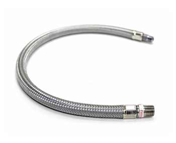 21" S.S. Braided Leader Hose w/ Check Valve  (1/4"M to 1/4"M, NPT, Swivel)