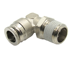 1/2" Hose X 1/2" NPT 90 Degree Nickel Plated Brass Connector Swivel Elbow.