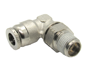 1/4" Hose X 1/4" NPT 90 Degree Nickel Plated Brass Connector Swivel Elbow.