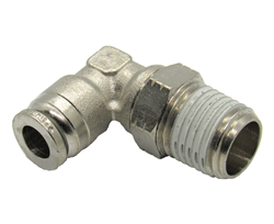 1/4" Hose X 3/8" NPT 90 Degree Nickel Plated Brass Connector Swivel Elbow.