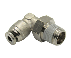 1/8" Hose X 1/8" NPT 90 Degree Nickel Plated Brass Connector Swivel Elbow.