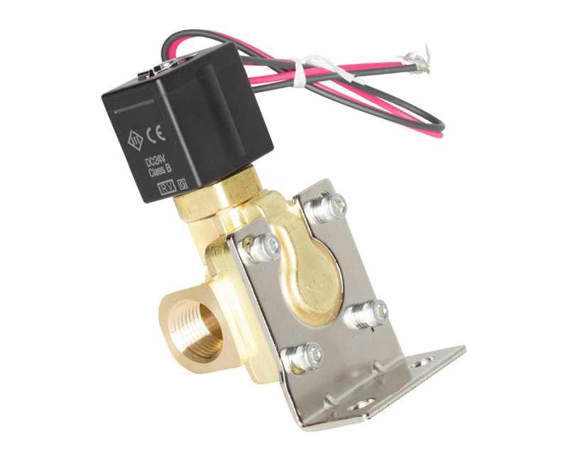 Truck compressed air solenoid valve with connections and bracket, 12 volt