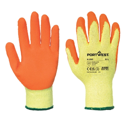 Large Classic Grip Glove - Latex Orange (12 Pack)