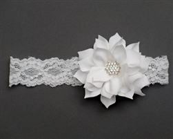 White lace baby girls headband  â€“ Style ACC-BHB007