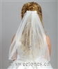 18" White veil comb with flower