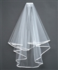 25" White veil comb with flower bow