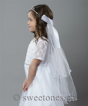 Rhinestone Tiara with 24" first communion veil