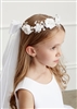 Flower Rhinestone Tiara with 24" first communion veil