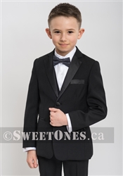 Boys black tuxedo slim fit 3 piece suit(size 6Y-16Y)