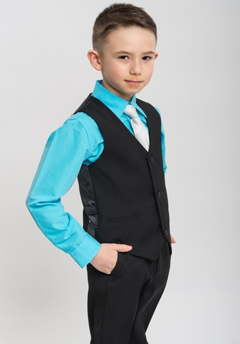 Boys black slim fit waistcoat suitâ€“ Style B-Angelo