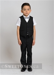 Boys black slim fit waistcoat suitâ€“ Style B-Angelo