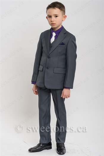 First Communion gray slim fit 2 piece suit(6y-16y)