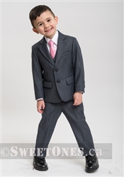 Boys gray slim fit 2 piece suit (1y-5y)