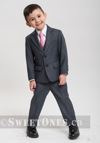 Boys gray slim fit 2 piece suit (1y-5y)