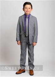 Boys light gray slim fit 2 piece suit (size 6y-16y)