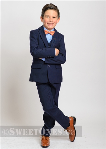 Boys navy blue slim fit 2 piece suit (size 6Y-16Y)