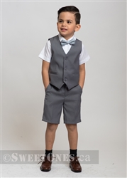 Boys light gray waistcoat and short pants suitâ€“ Style B-Angelo