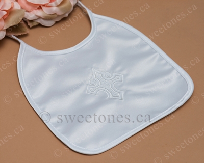 white cotton embroidered Baptism bib