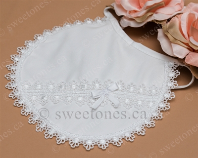 white cotton embroidered Baptism bib