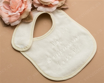 ivory cotton embroidered Baptism bib