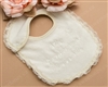 ivory cotton embroidered Baptism bib